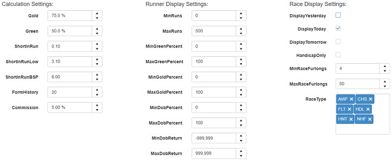 in running tool settings